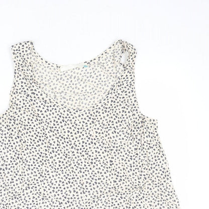 John Lewis Womens Beige Geometric Viscose Basic Tank Size 14 V-Neck - Heart Pattern