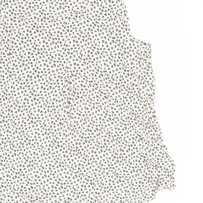 John Lewis Womens Beige Geometric Viscose Basic Tank Size 14 V-Neck - Heart Pattern