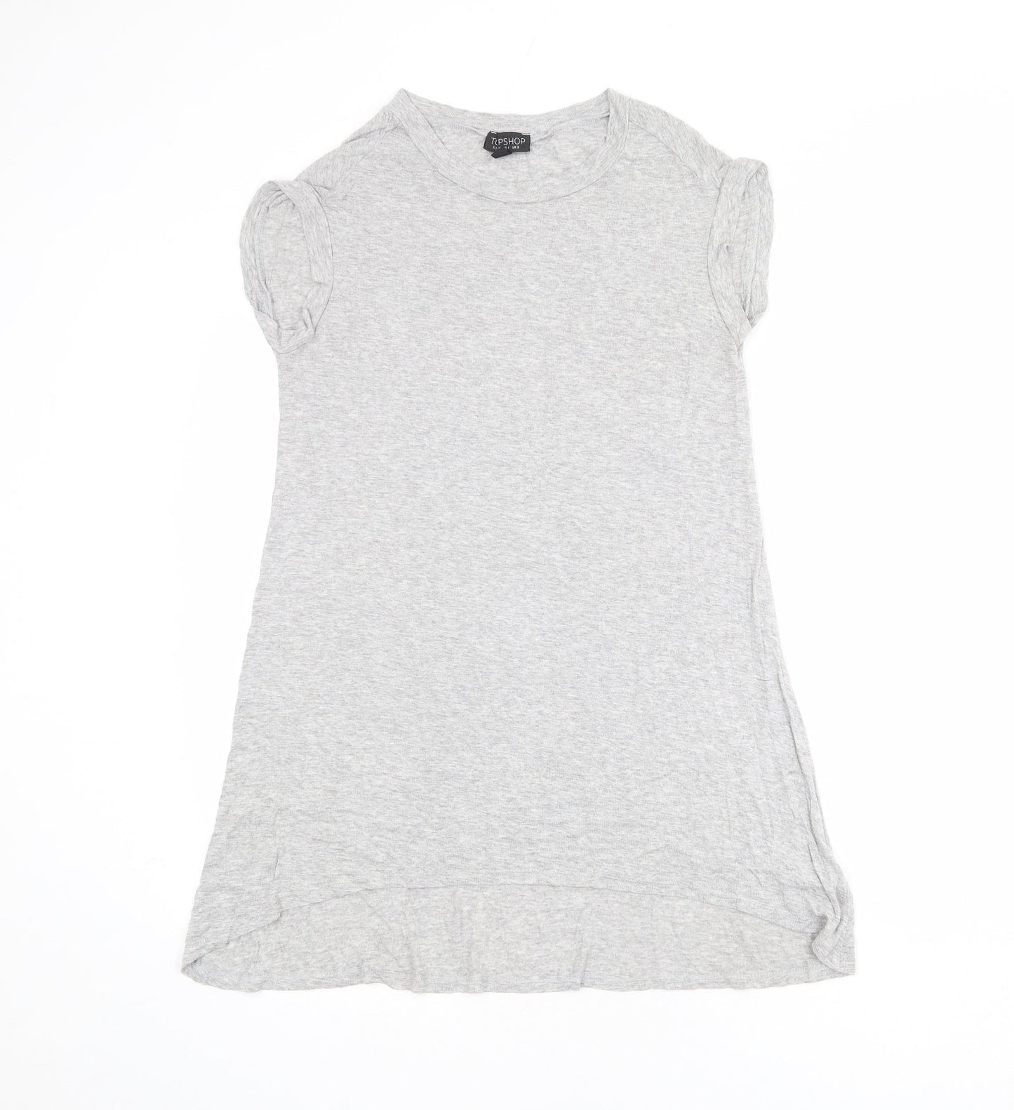 Topshop Womens Grey Viscose T-Shirt Dress Size 8 Crew Neck Pullover
