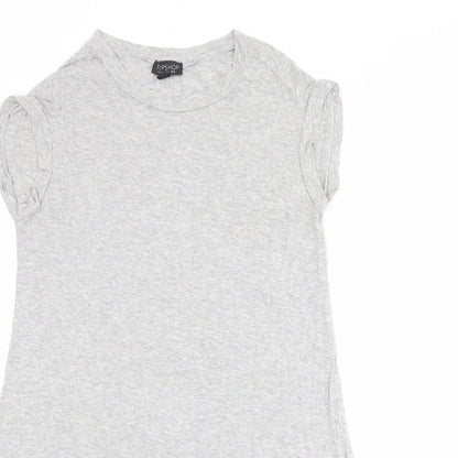 Topshop Womens Grey Viscose T-Shirt Dress Size 8 Crew Neck Pullover