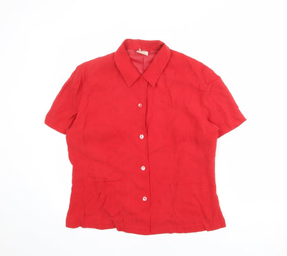 Womens UK Size 14 Country Casuals Red Basic Button-Up