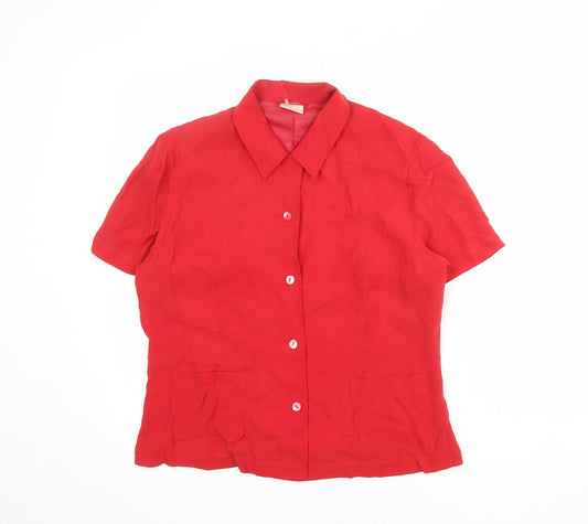 Womens UK Size 14 Country Casuals Red Basic Button-Up