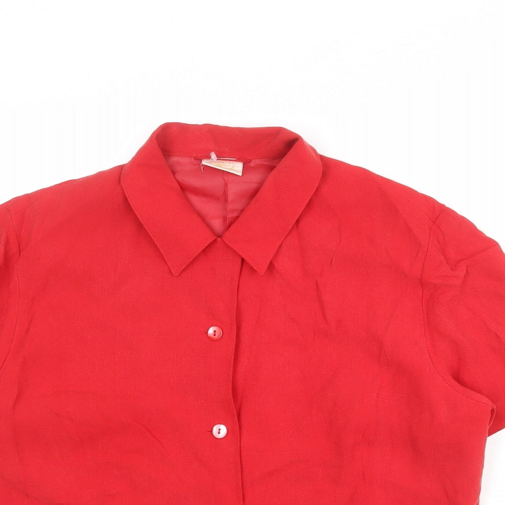 Womens UK Size 14 Country Casuals Red Basic Button-Up