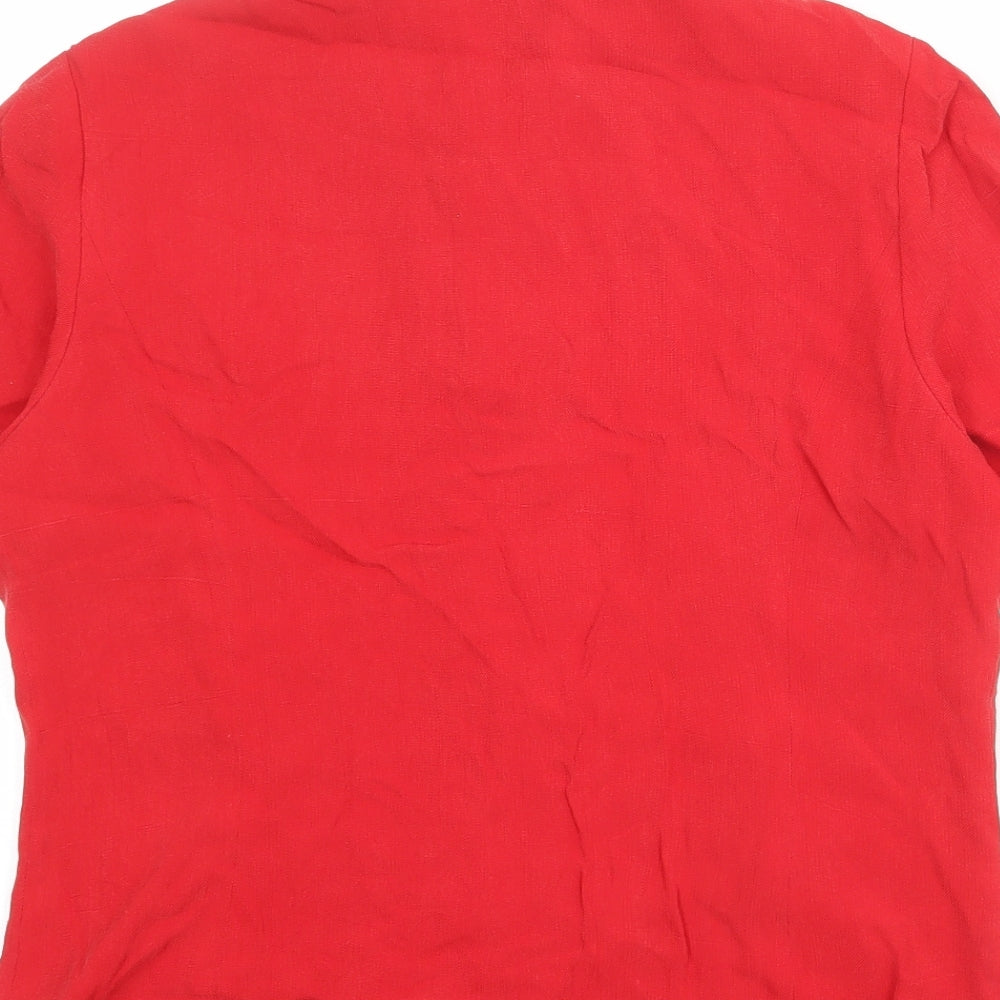 Womens UK Size 14 Country Casuals Red Basic Button-Up