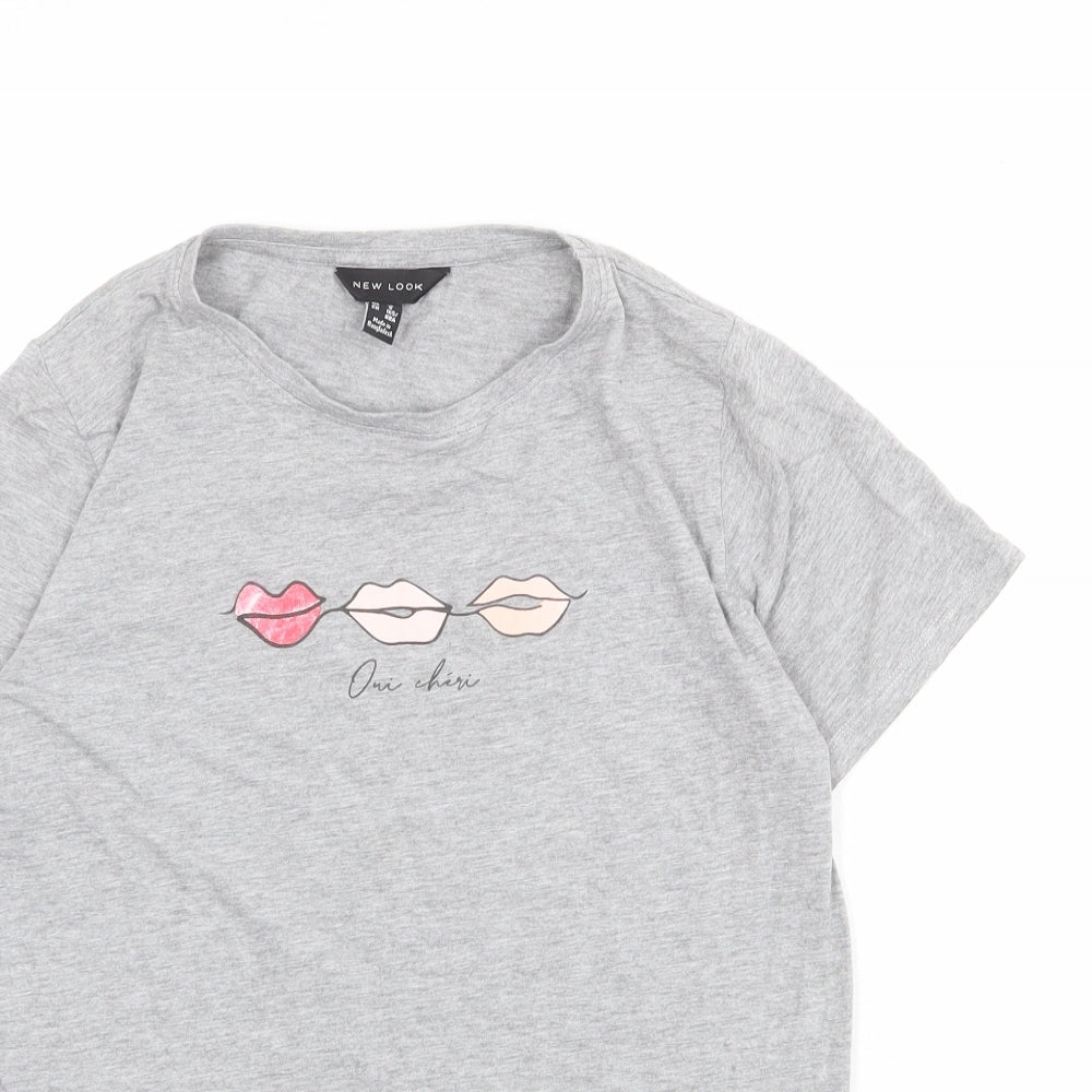 Womens UK Size 10 New Look Grey Basic T-Shirt