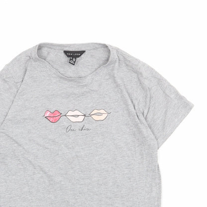 Womens UK Size 10 New Look Grey Basic T-Shirt