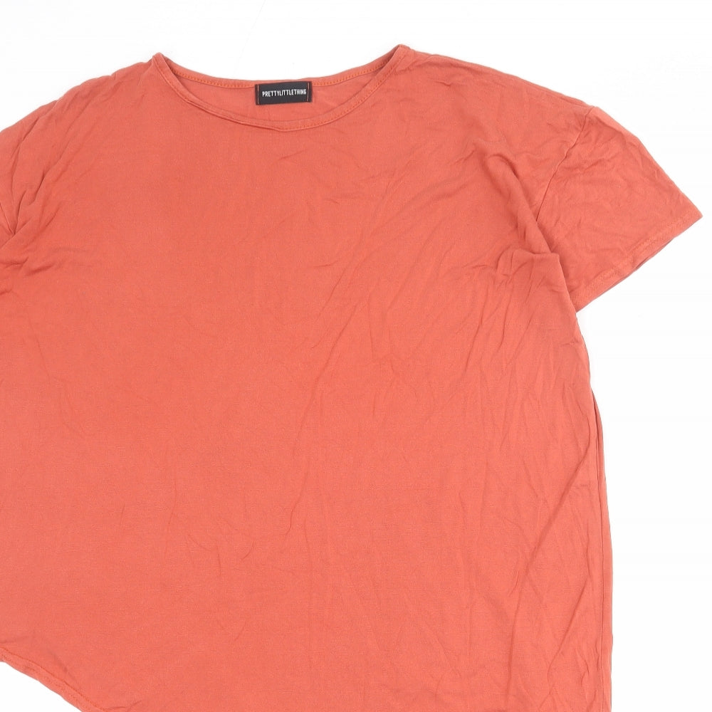 Womens UK Size 8 PRETTYLITTLETHING Red Basic T-Shirt