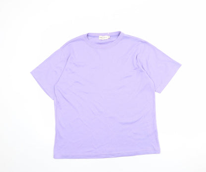 Bonmarché Womens Purple Polyester Basic T-Shirt Size M Round Neck