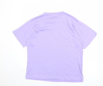 Bonmarché Womens Purple Polyester Basic T-Shirt Size M Round Neck