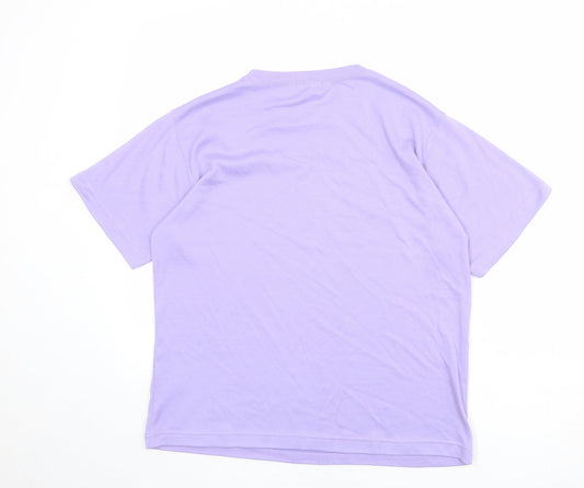 Bonmarché Womens Purple Polyester Basic T-Shirt Size M Round Neck