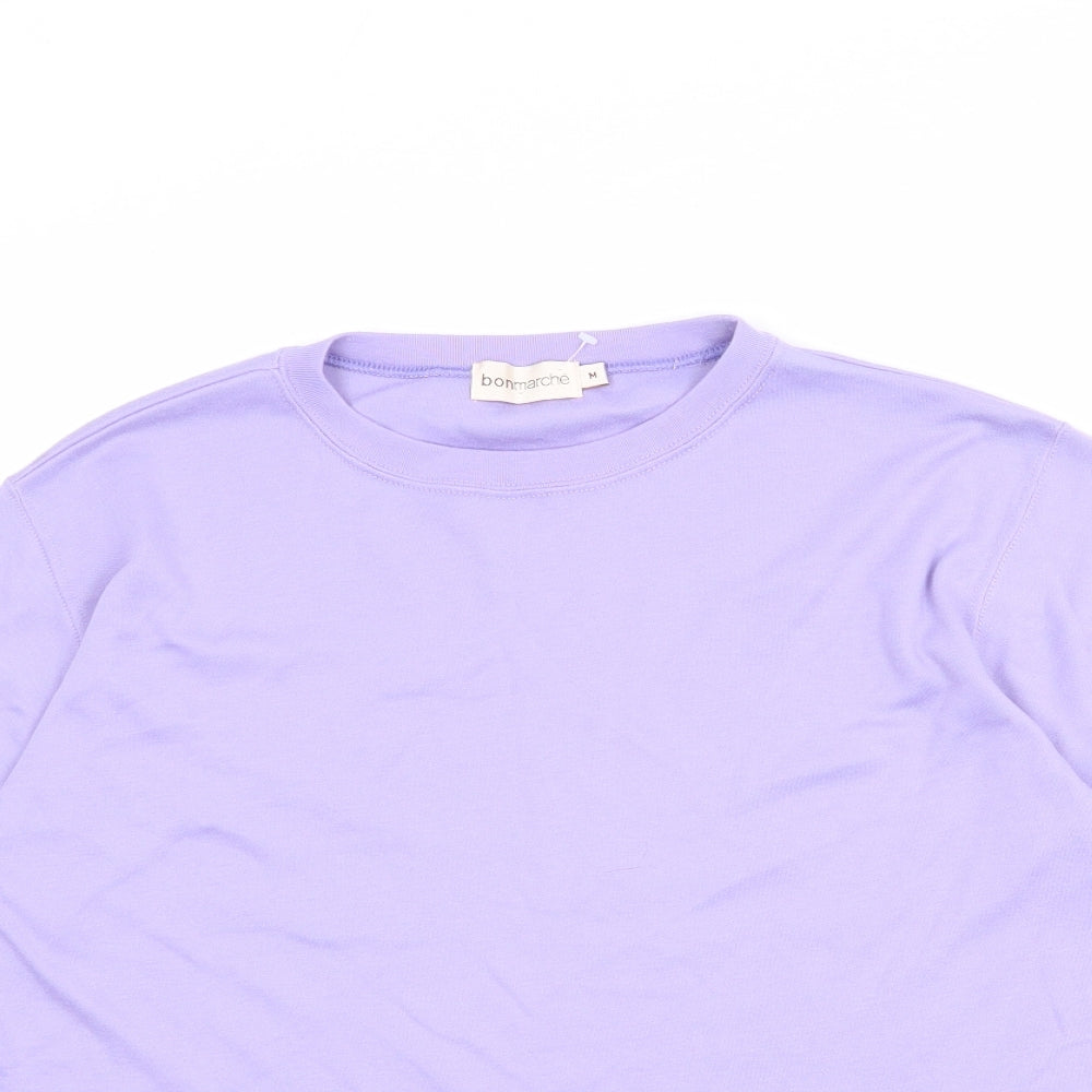 Bonmarché Womens Purple Polyester Basic T-Shirt Size M Round Neck