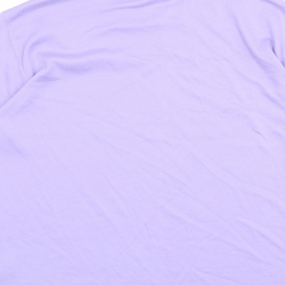 Bonmarché Womens Purple Polyester Basic T-Shirt Size M Round Neck