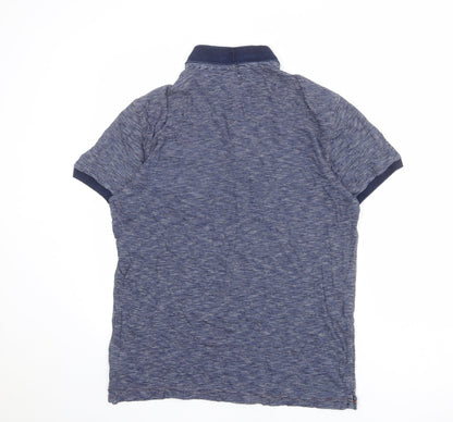 NEXT Mens Blue Striped 100% Cotton Polo Size M Collared Button