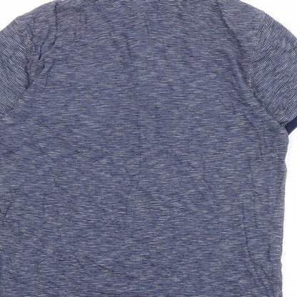 NEXT Mens Blue Striped 100% Cotton Polo Size M Collared Button