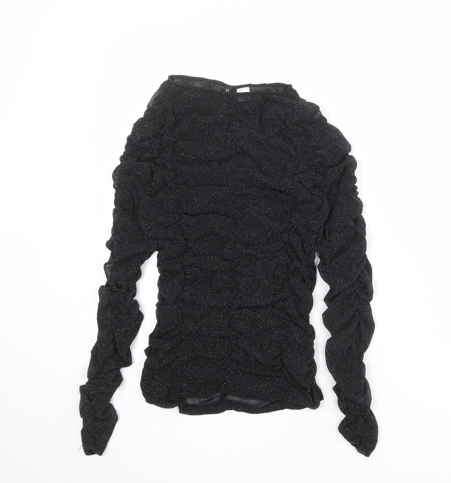 Divided by H&M Womens Black Nylon Basic Blouse Size M Boat Neck