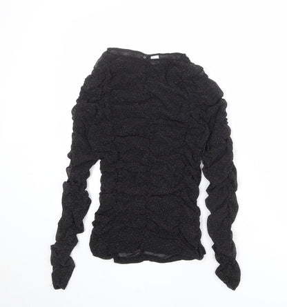 Divided by H&M Womens Black Nylon Basic Blouse Size M Boat Neck