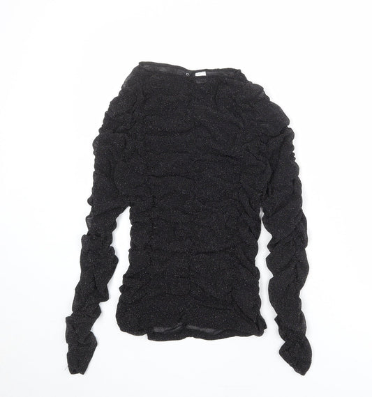 Divided by H&M Womens Black Nylon Basic Blouse Size M Boat Neck