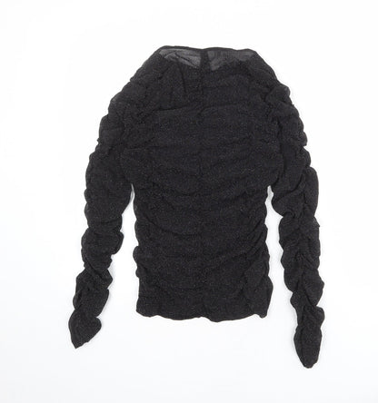 Divided by H&M Womens Black Nylon Basic Blouse Size M Boat Neck