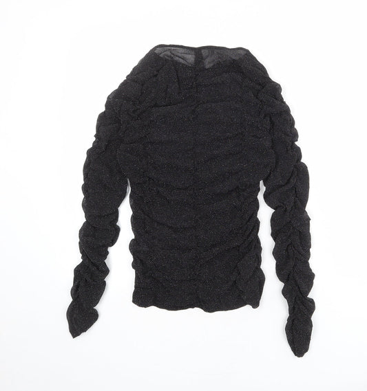 Divided by H&M Womens Black Nylon Basic Blouse Size M Boat Neck