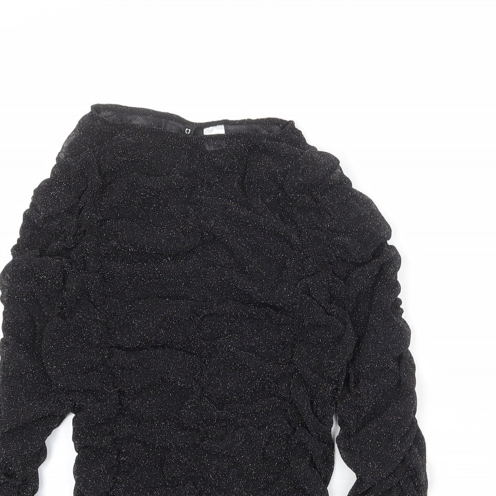 Divided by H&M Womens Black Nylon Basic Blouse Size M Boat Neck