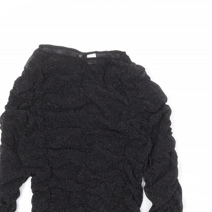 Divided by H&M Womens Black Nylon Basic Blouse Size M Boat Neck