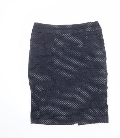 NEXT Womens Blue Polka Dot Cotton Straight & Pencil Skirt Size 10 Zip