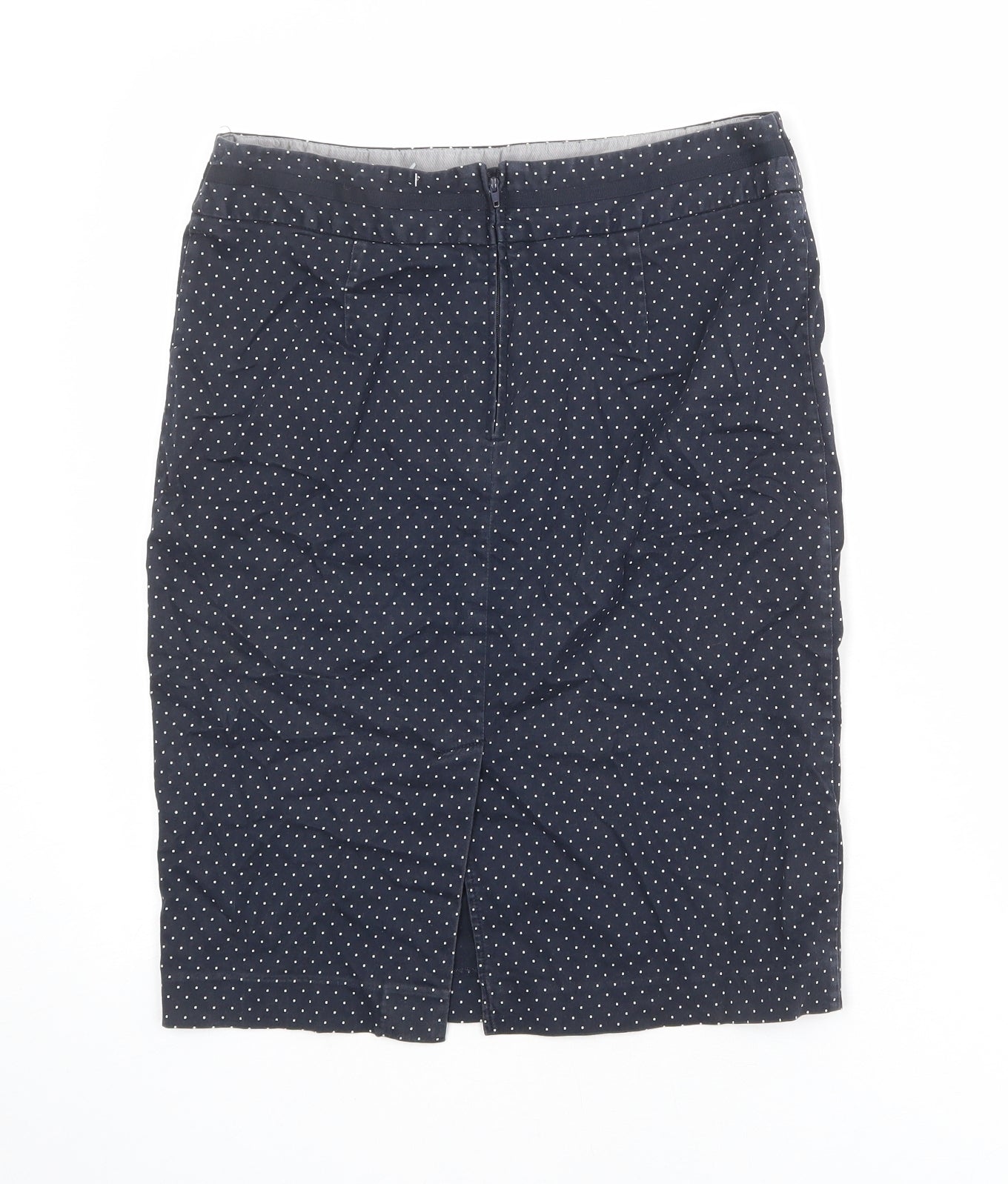 NEXT Womens Blue Polka Dot Cotton Straight & Pencil Skirt Size 10 Zip