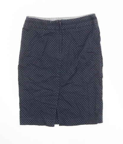 NEXT Womens Blue Polka Dot Cotton Straight & Pencil Skirt Size 10 Zip