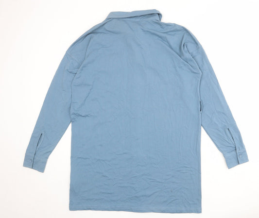 Missguided Womens Blue Polyester Shirt Dress Size 12 Collared Button
