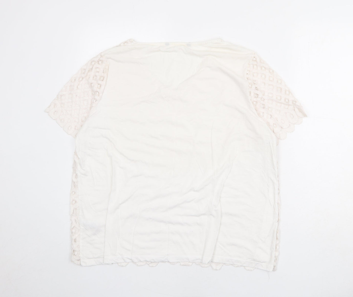 Bonmarché Womens Ivory Polyester Basic Blouse Size 20 V-Neck