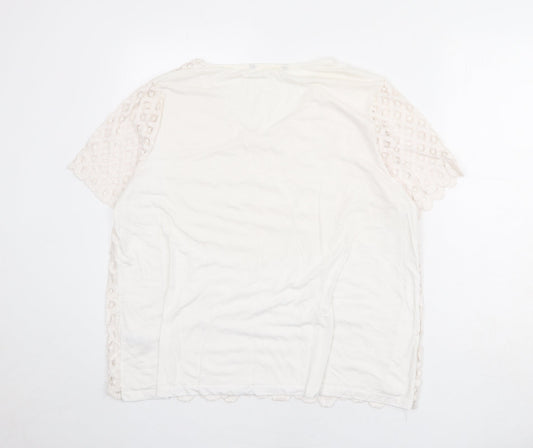 Bonmarché Womens Ivory Polyester Basic Blouse Size 20 V-Neck