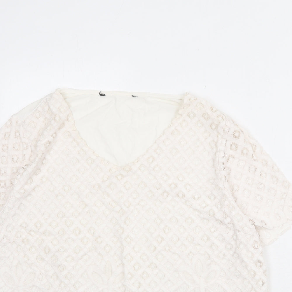 Bonmarché Womens Ivory Polyester Basic Blouse Size 20 V-Neck