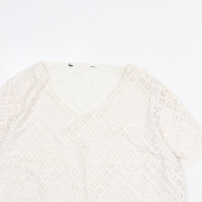 Bonmarché Womens Ivory Polyester Basic Blouse Size 20 V-Neck