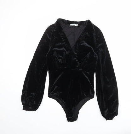 Vera & Lucy Womens Black Polyester Bodysuit One-Piece Size 10 Snap