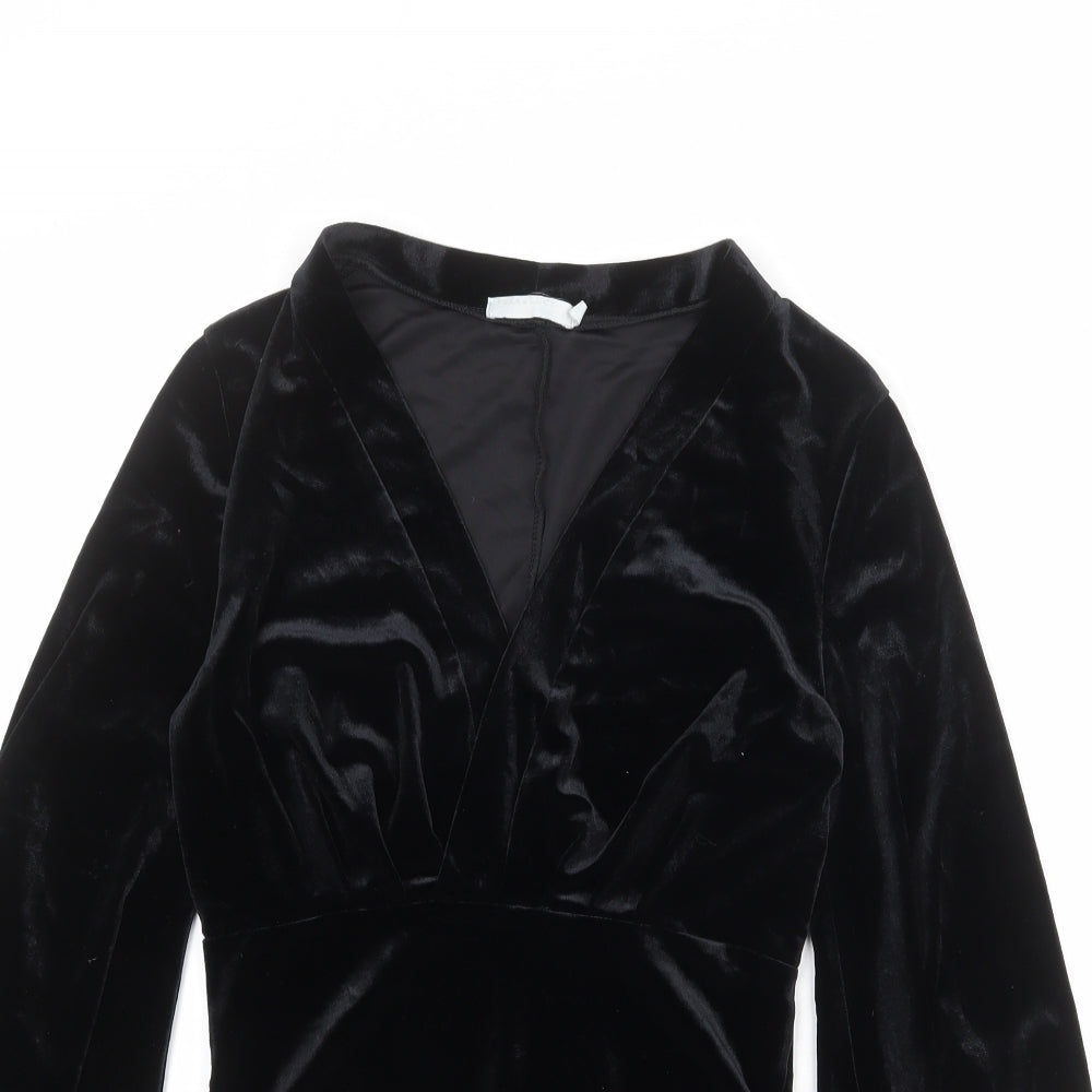 Vera & Lucy Womens Black Polyester Bodysuit One-Piece Size 10 Snap