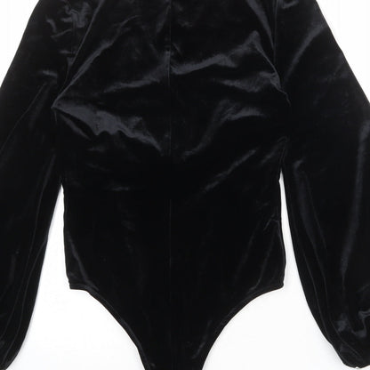 Vera & Lucy Womens Black Polyester Bodysuit One-Piece Size 10 Snap