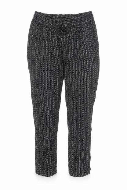 Marks and Spencer Womens Black Geometric Viscose Trousers Size 10 L22 in Regular