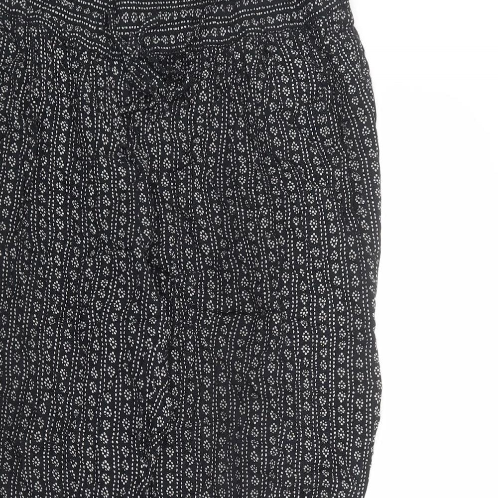 Marks and Spencer Womens Black Geometric Viscose Trousers Size 10 L22 in Regular
