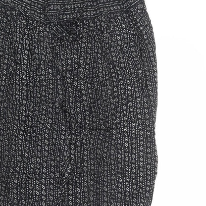 Marks and Spencer Womens Black Geometric Viscose Trousers Size 10 L22 in Regular