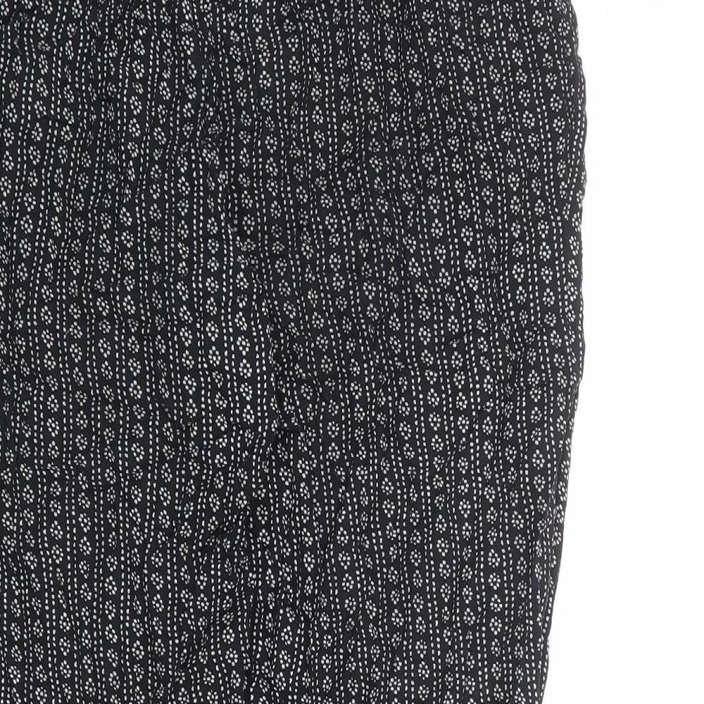 Marks and Spencer Womens Black Geometric Viscose Trousers Size 10 L22 in Regular