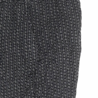 Marks and Spencer Womens Black Geometric Viscose Trousers Size 10 L22 in Regular