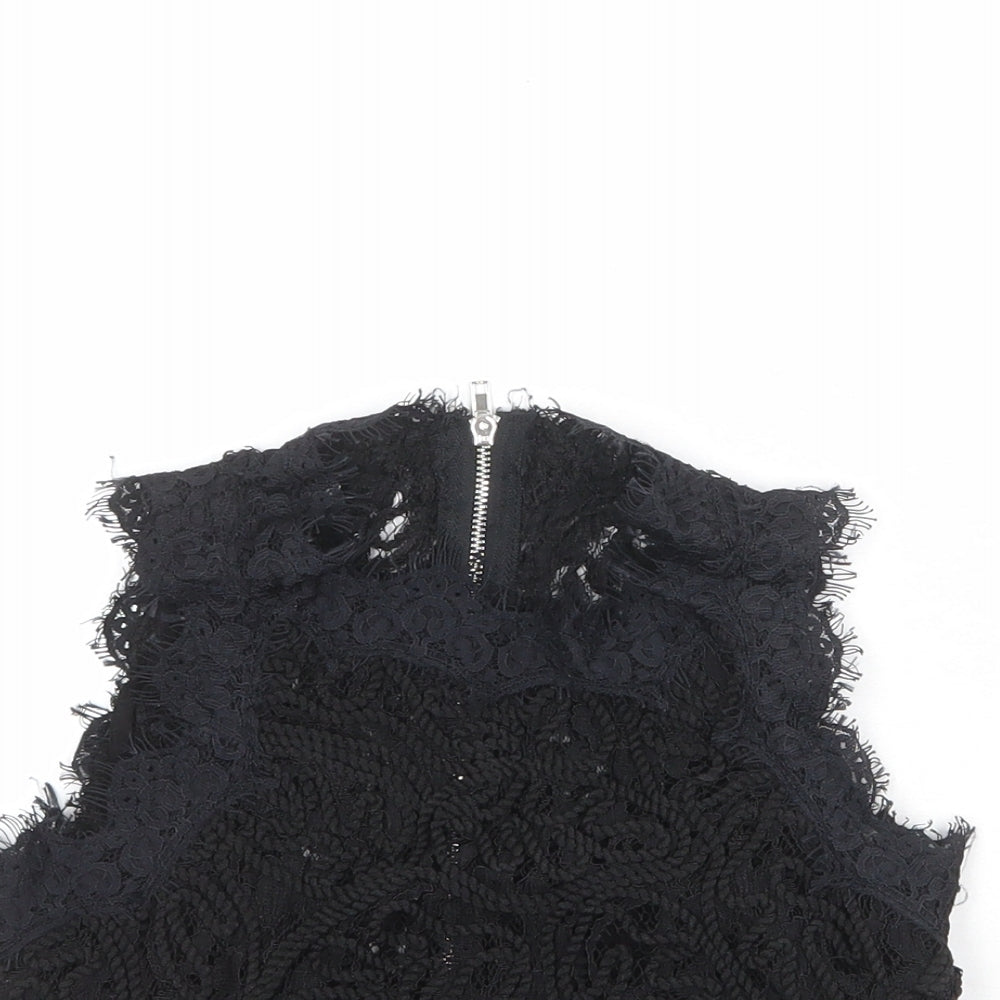 Womens UK Size 6 Missguided Black Cropped Blouse