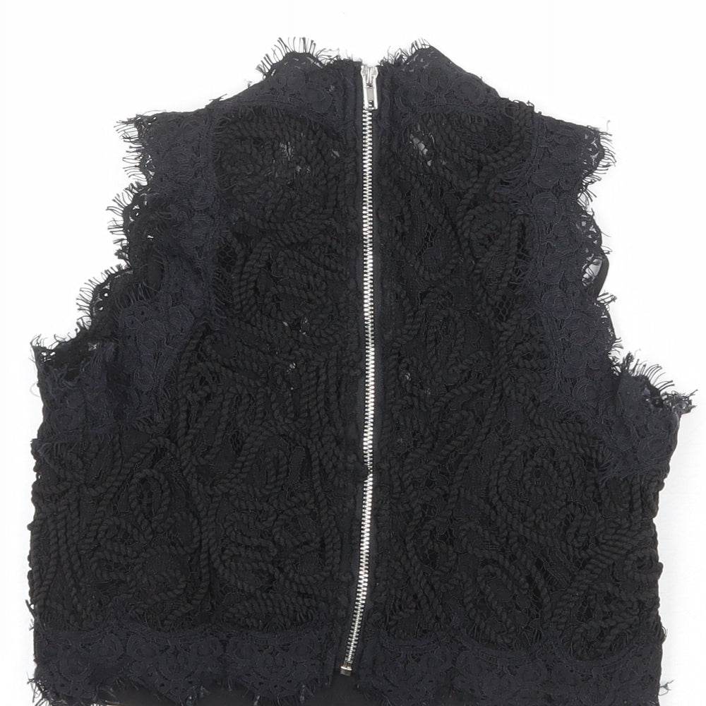 Womens UK Size 6 Missguided Black Cropped Blouse