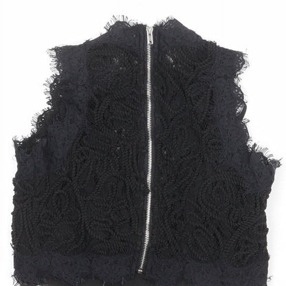 Womens UK Size 6 Missguided Black Cropped Blouse