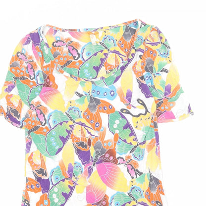 NEXT Womens Multicoloured Geometric Viscose T-Shirt Dress Size 10 Round Neck Pullover - Butterfly pattern