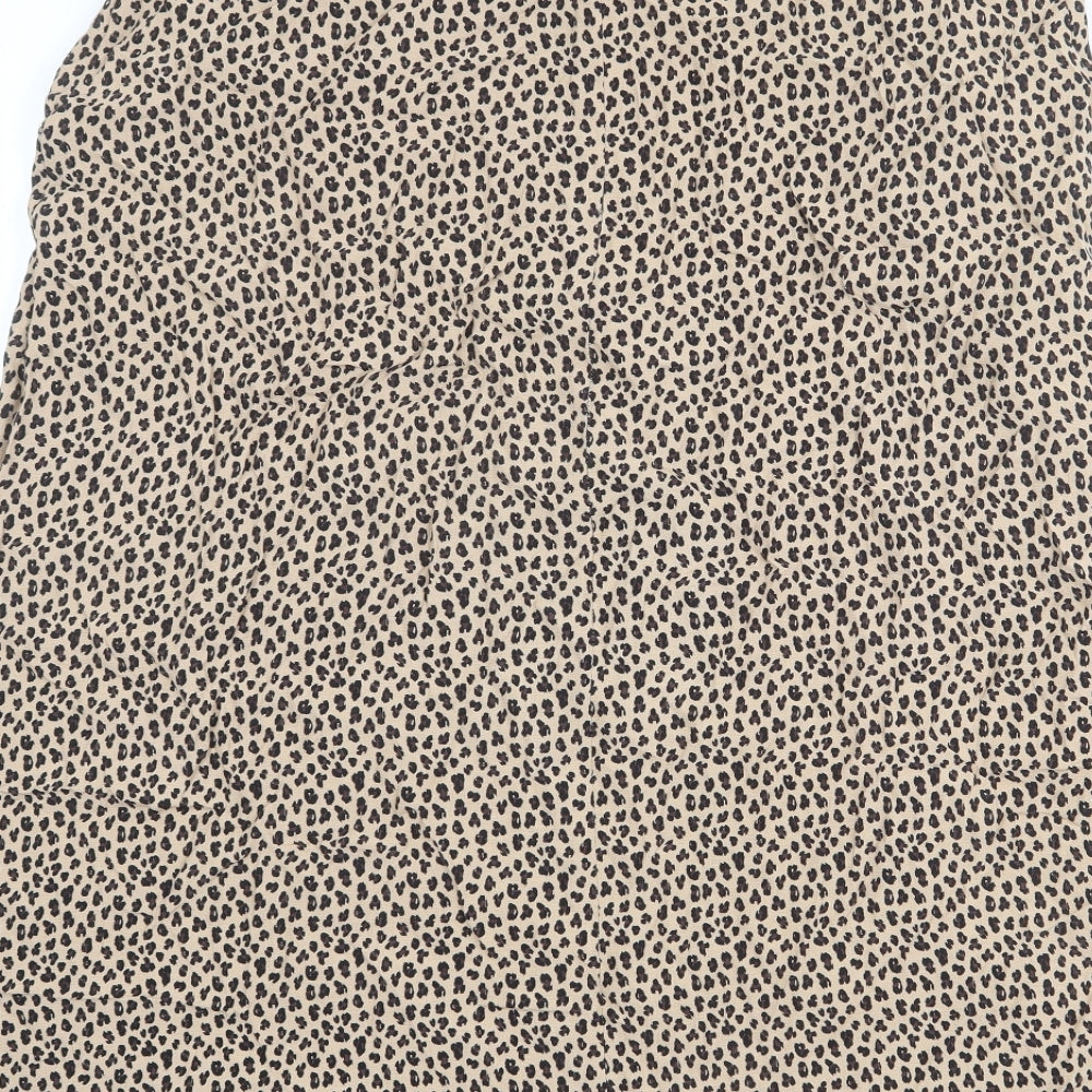 Editors Cut Womens Beige Animal Print Viscose A-Line Skirt Size 18 Zip - Leopard pattern