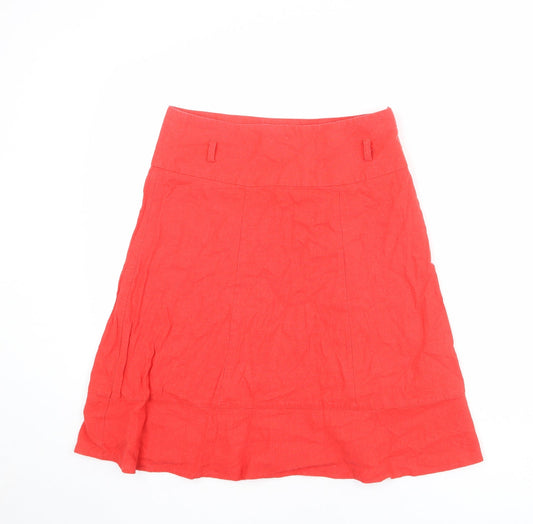 Dorothy Perkins Womens Red Linen A-Line Skirt Size 10 Zip