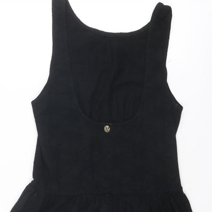 Attrattivo Womens Black Cotton Tank Dress Size 12 Scoop Neck Pullover