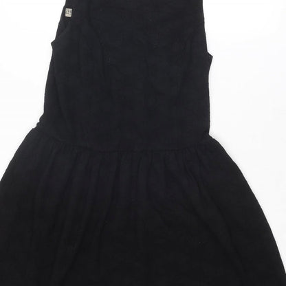 Attrattivo Womens Black Cotton Tank Dress Size 12 Scoop Neck Pullover