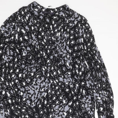 Marks and Spencer Womens Black Geometric Viscose A-Line Size 8 Sweetheart Pullover